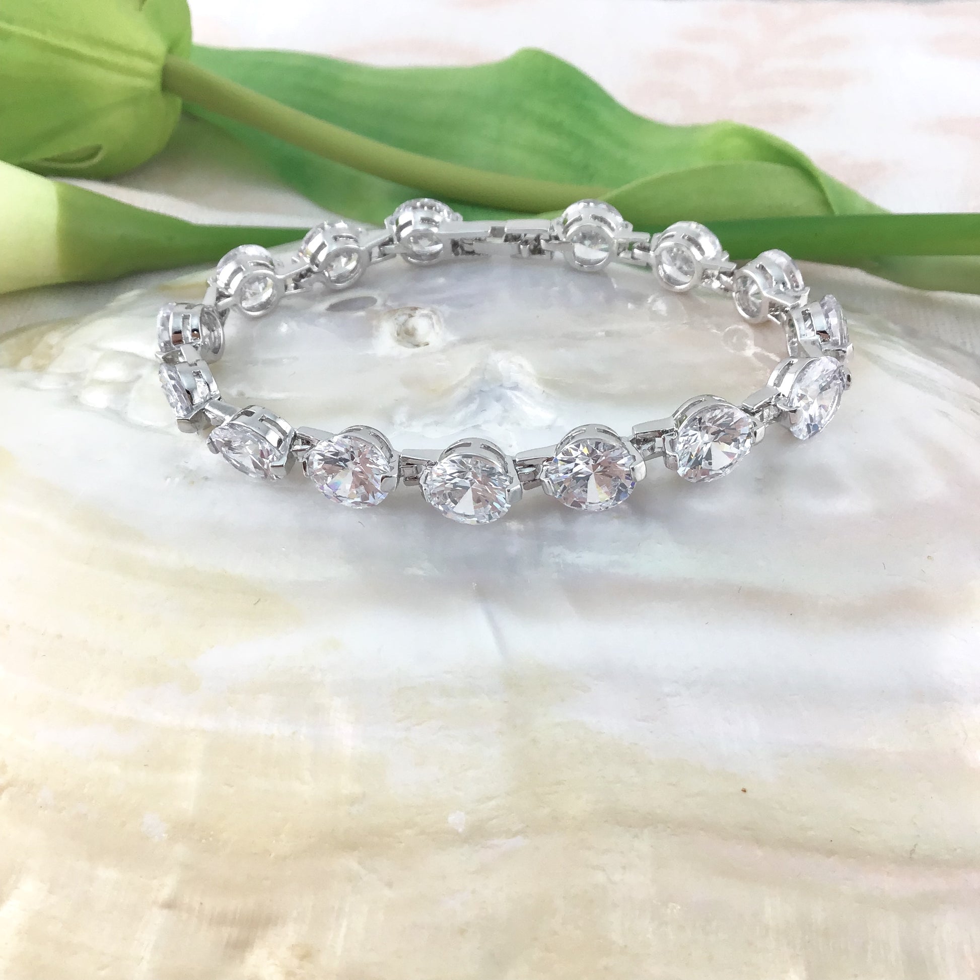 Cubic Zirconia Round Bridal Bracelet | Bellaire Wholesale