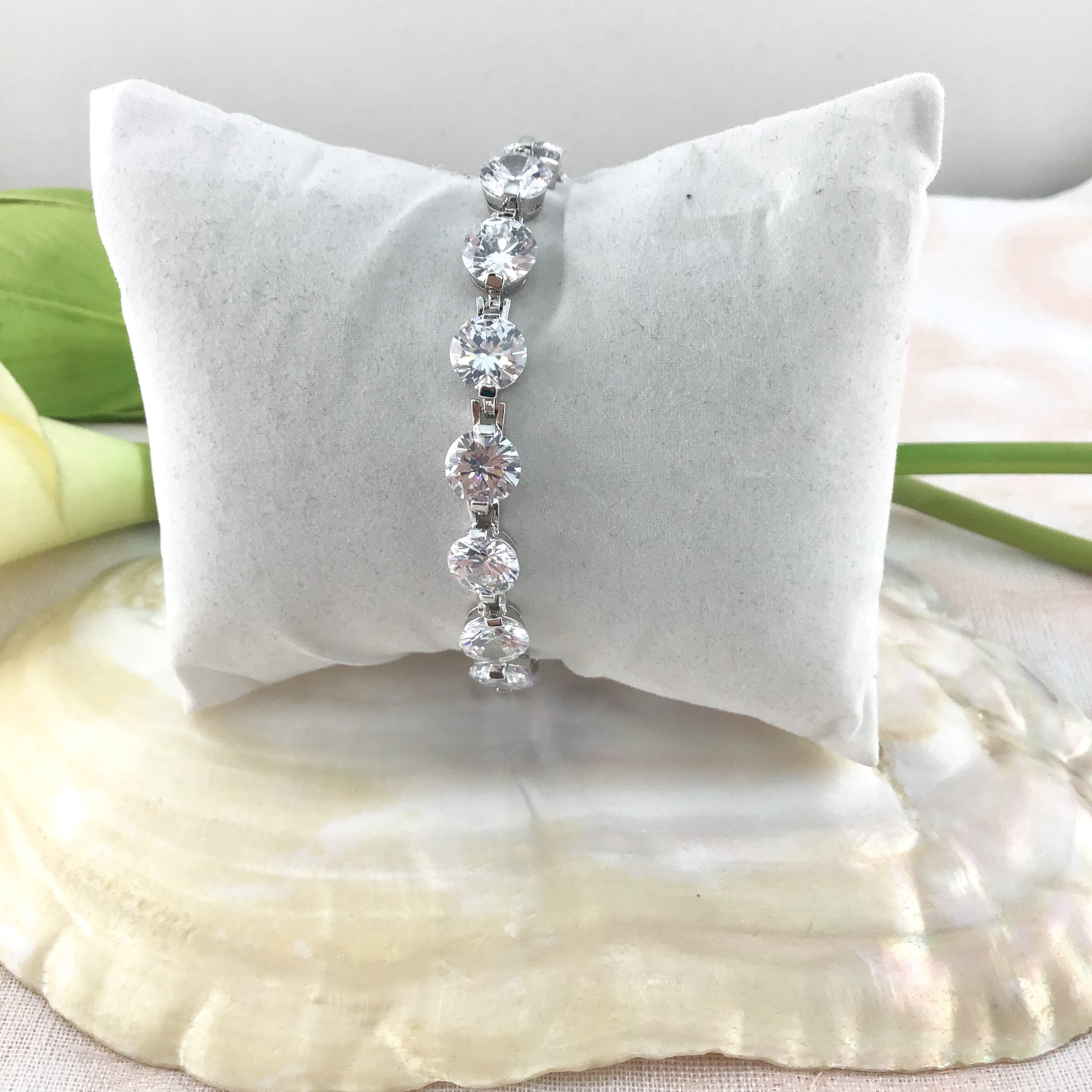 Cubic Zirconia Round Bridal Bracelet | Bellaire Wholesale