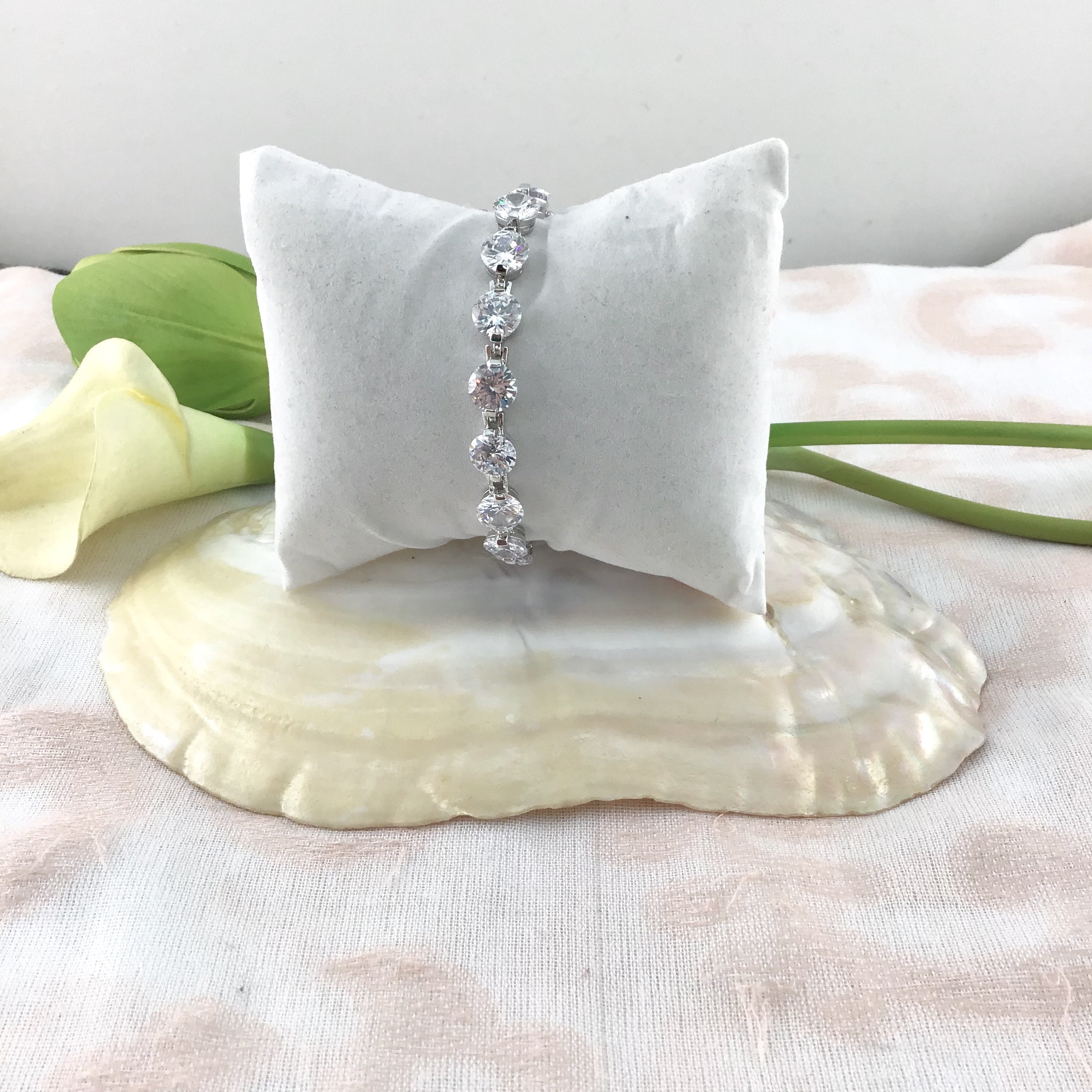 Cubic Zirconia Round Bridal Bracelet | Bellaire Wholesale