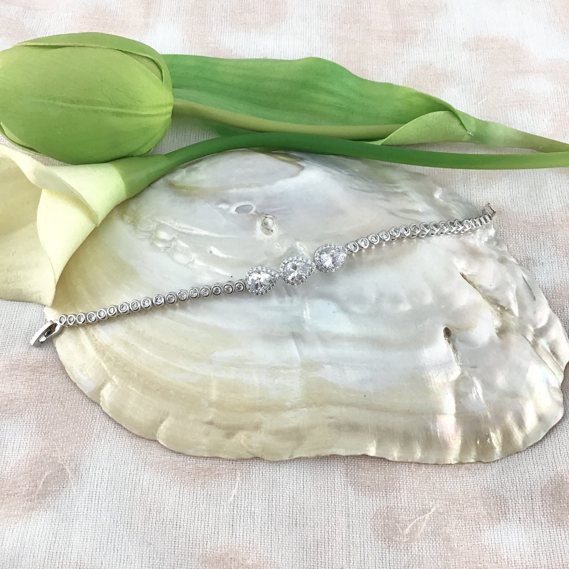 Cubic Zirconia Teardrop Bridal Bracelet | Bellaire Wholeslae