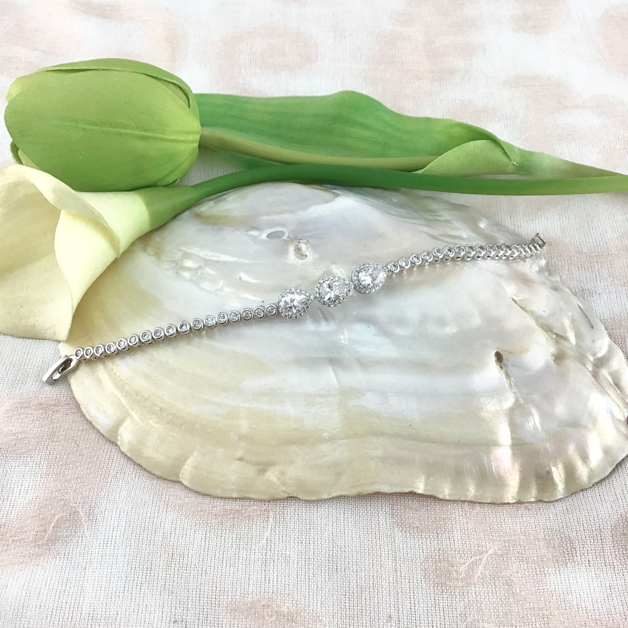 Cubic Zirconia Teardrop Bridal Bracelet | Bellaire Wholeslae