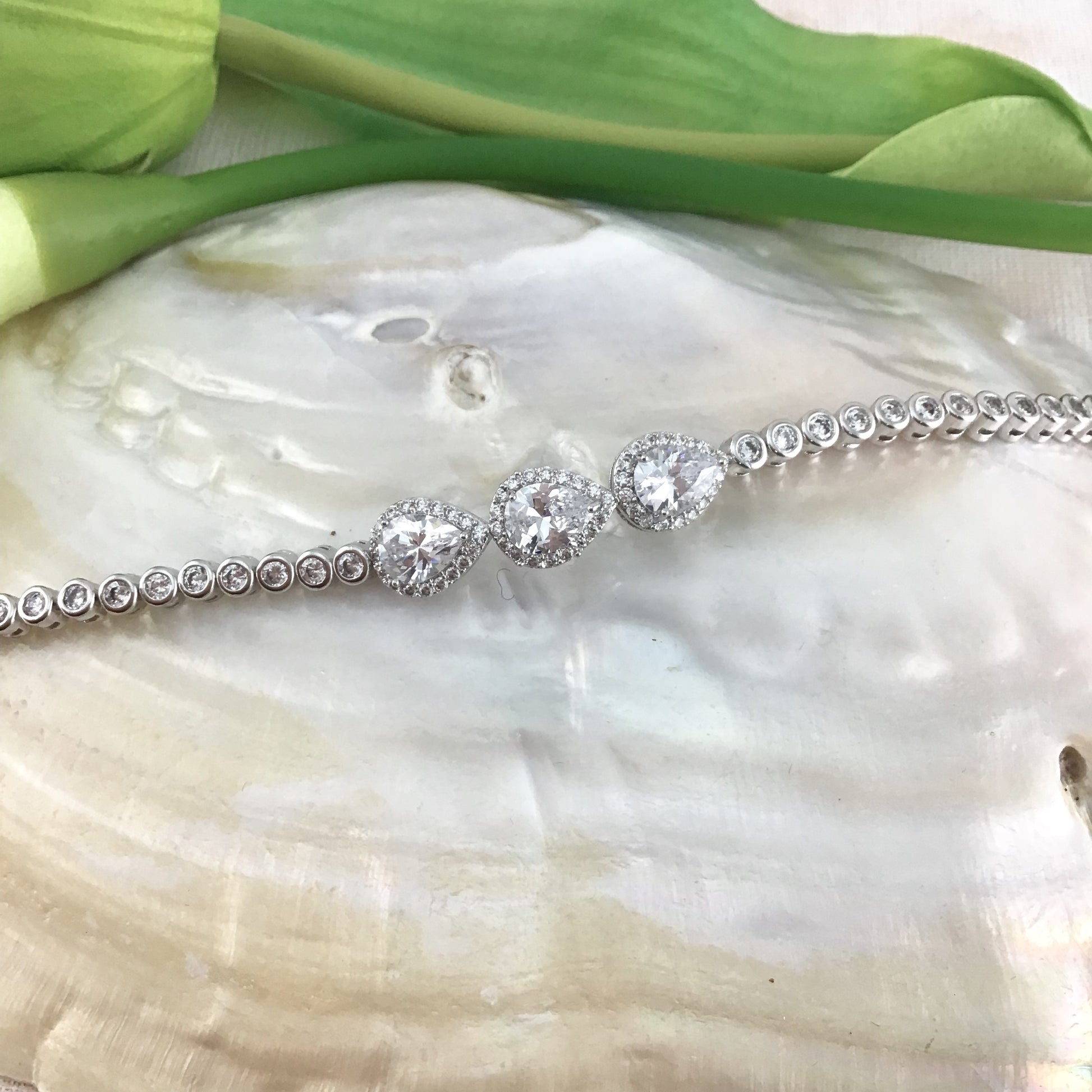 Cubic Zirconia Teardrop Bridal Bracelet | Bellaire Wholeslae