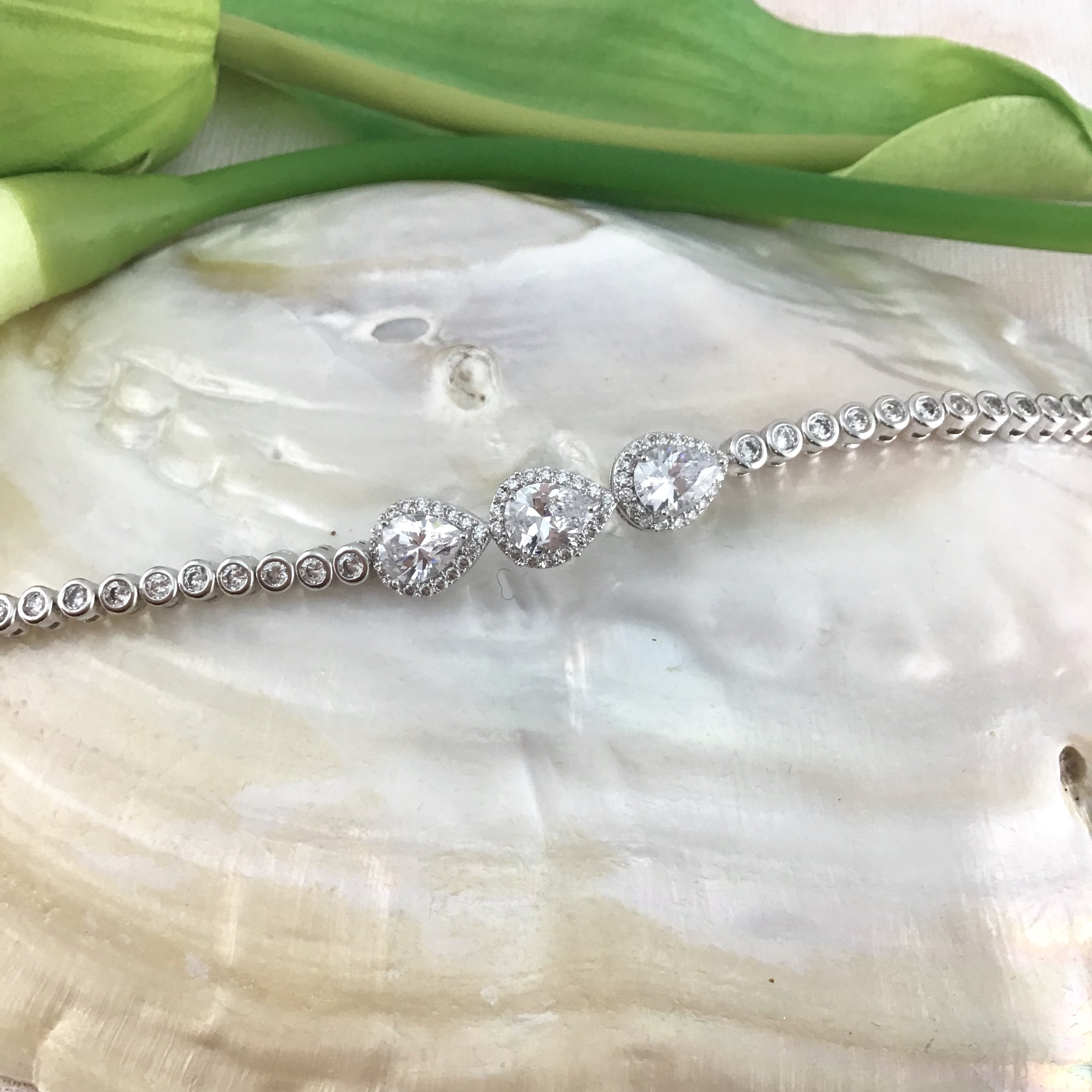 Cubic Zirconia Teardrop Bridal Bracelet | Bellaire Wholeslae