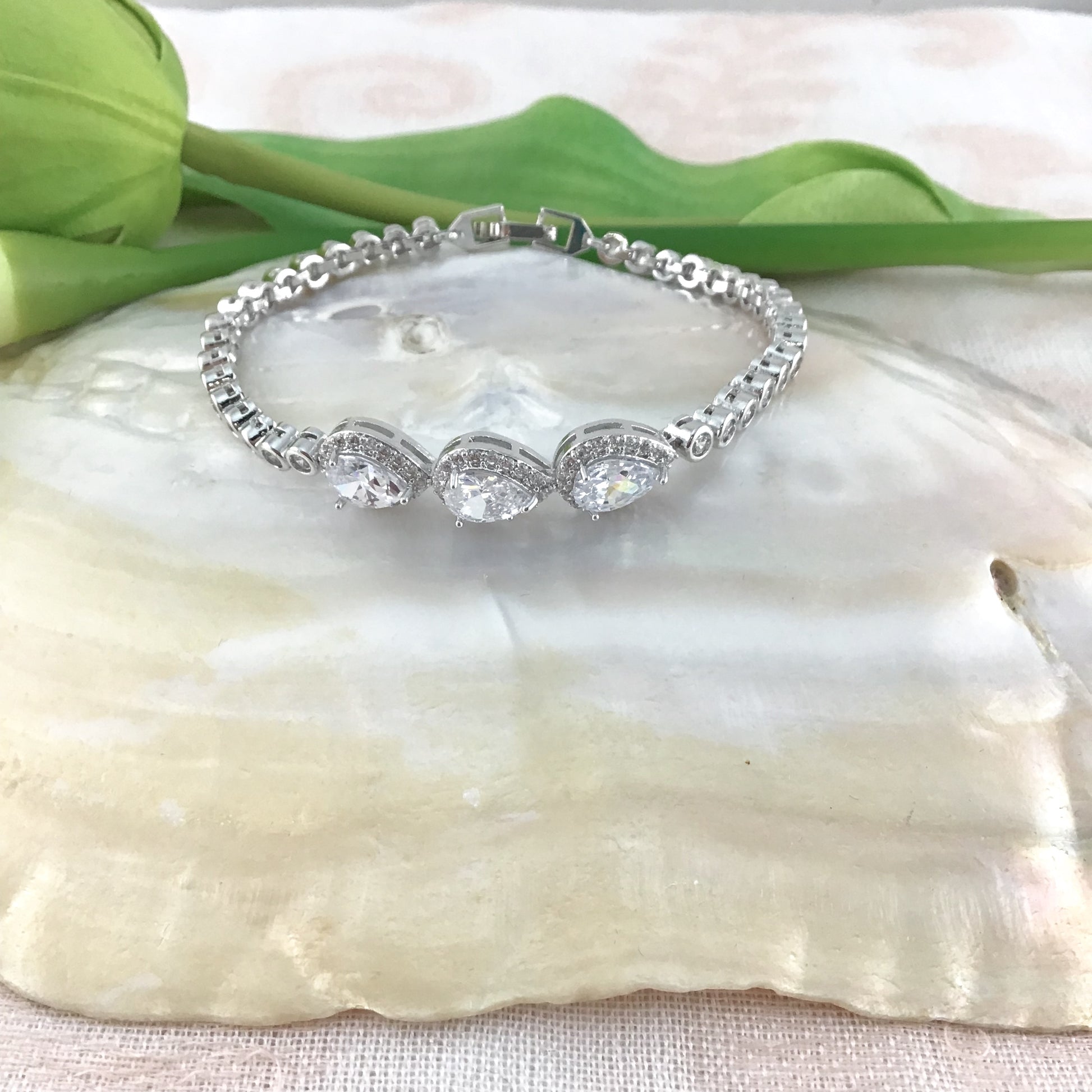 Cubic Zirconia Teardrop Bridal Bracelet | Bellaire Wholeslae