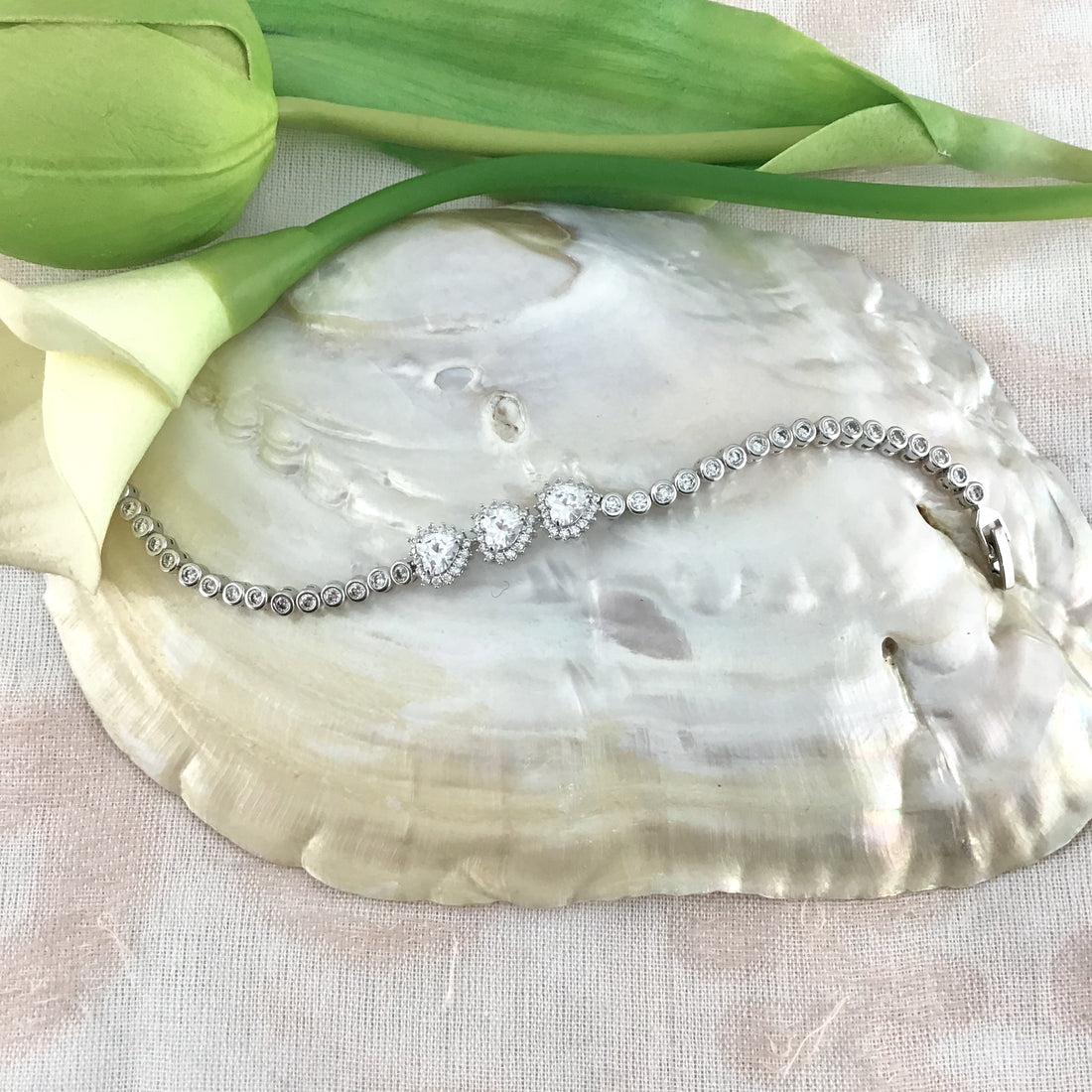 Cubic Zirconia Bracelet, Heart Bridal Bracelet | Bellaire Wholesale