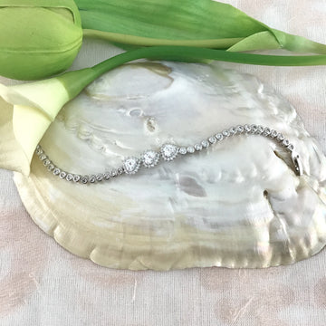 Cubic Zirconia Bracelet, Heart Bridal Bracelet | Bellaire Wholesale