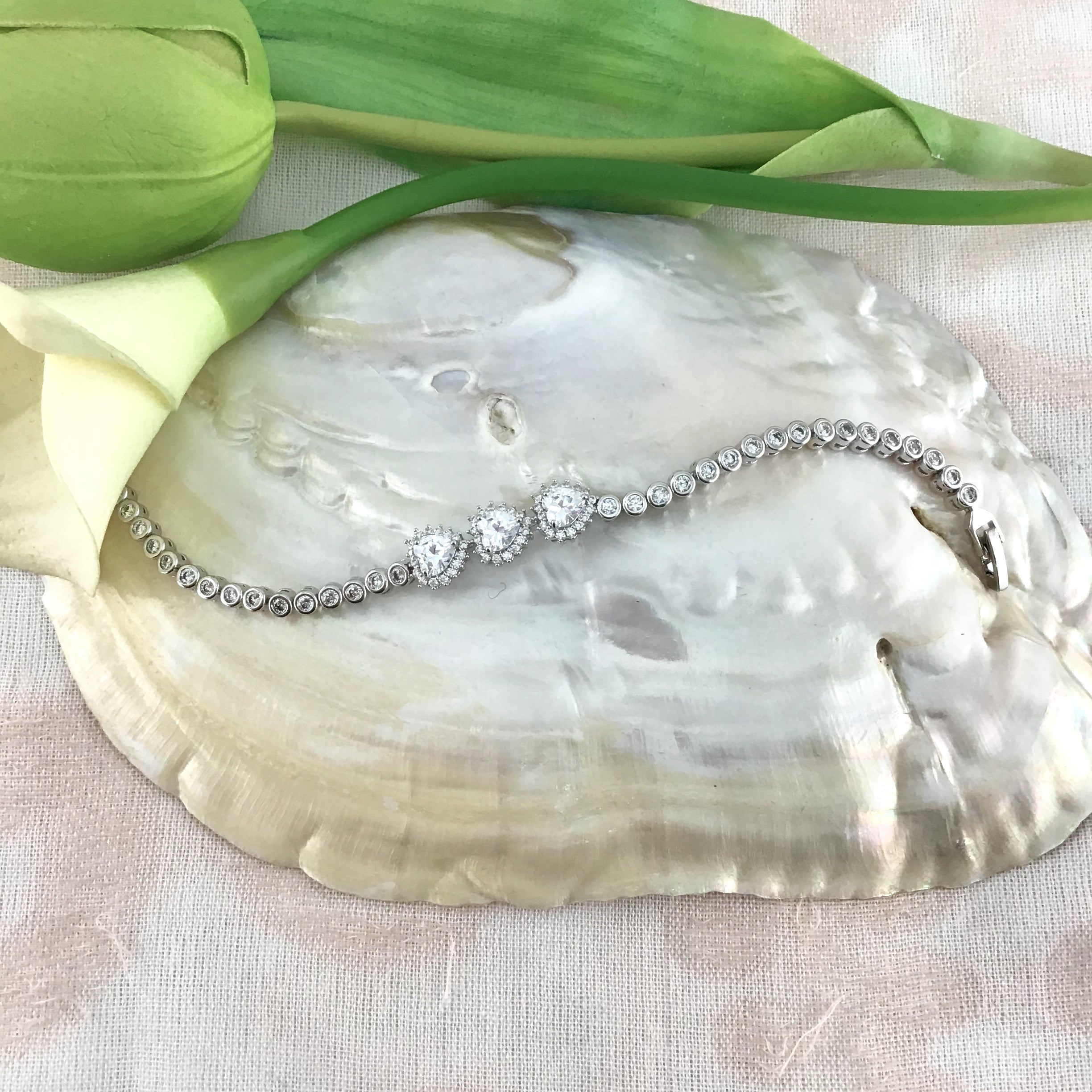 Cubic Zirconia Bracelet, Heart Bridal Bracelet | Bellaire Wholesale