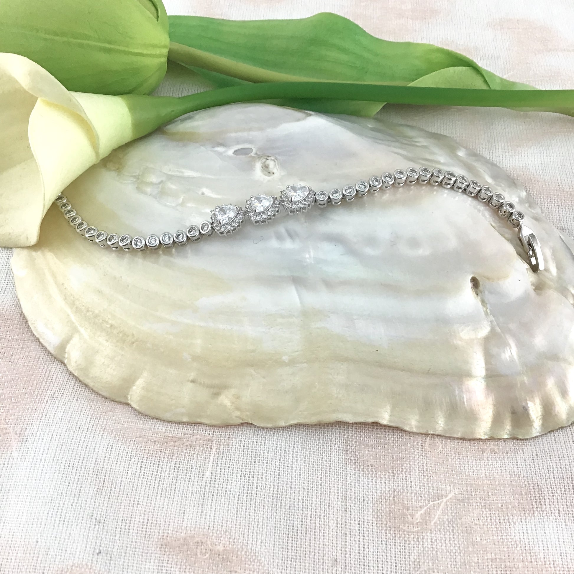 Cubic Zirconia Bracelet, Heart Bridal Bracelet | Bellaire Wholesale