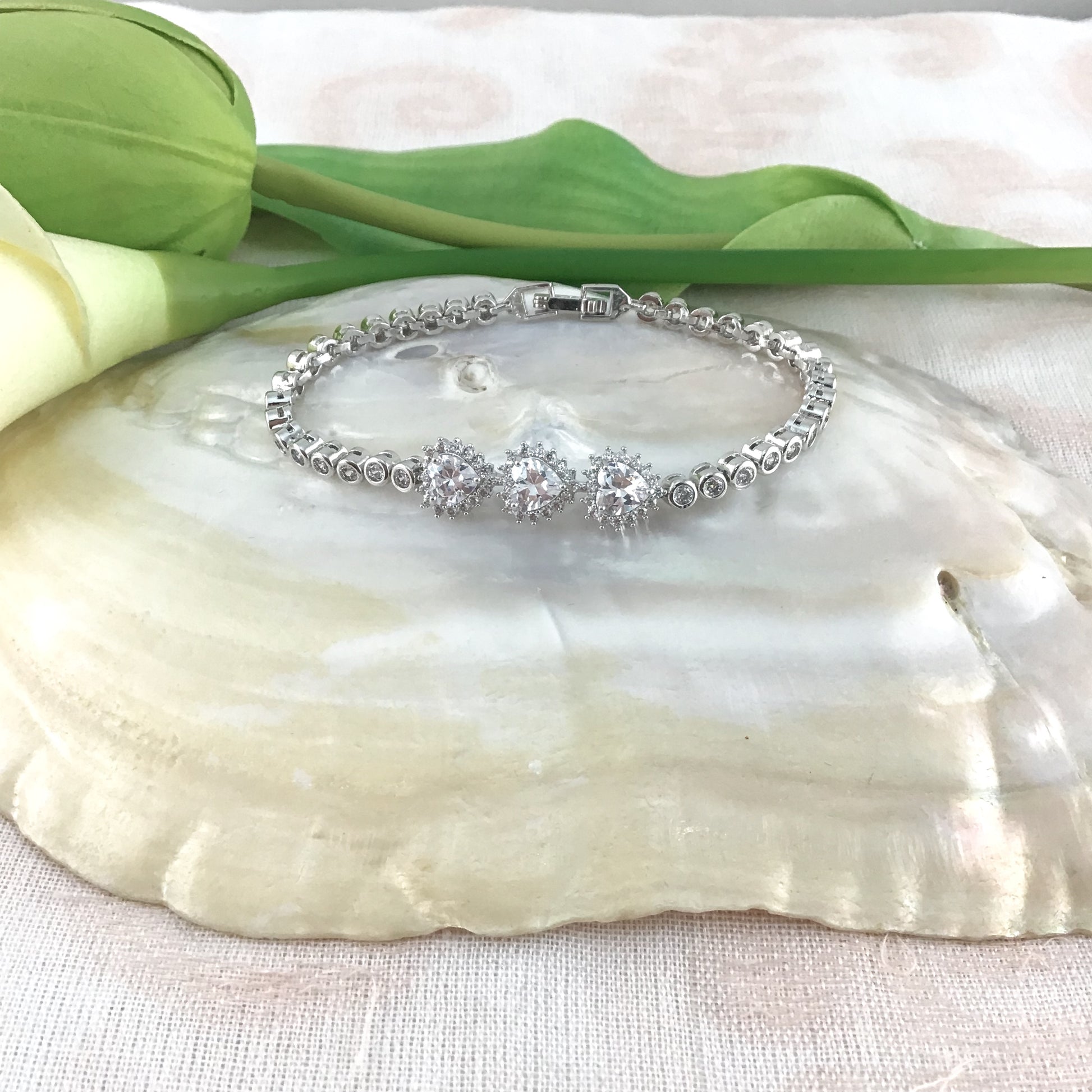 Cubic Zirconia Bracelet, Heart Bridal Bracelet | Bellaire Wholesale