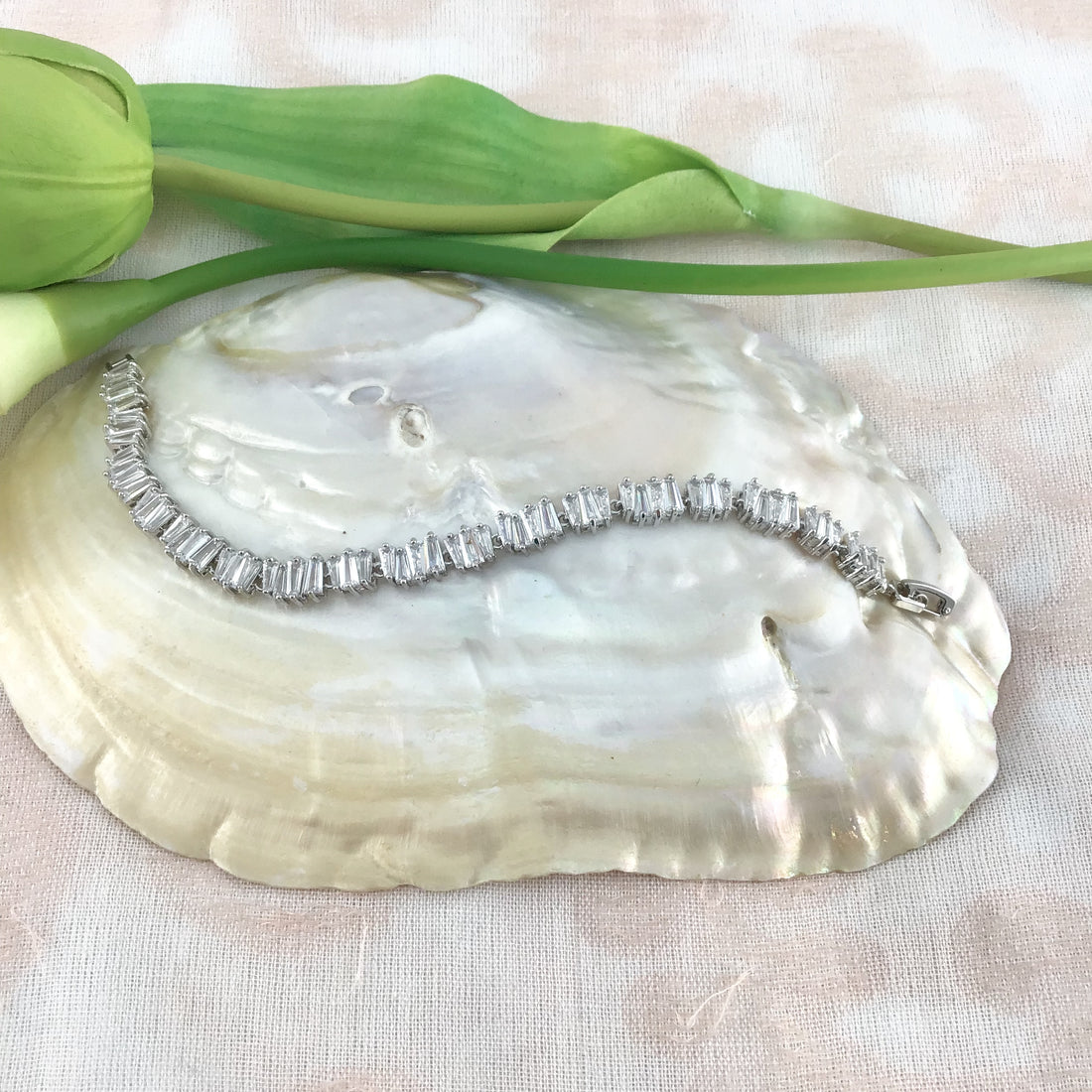 Cubic Zirconia Baguette Bridal Bracelet | Bellaire Wholesale