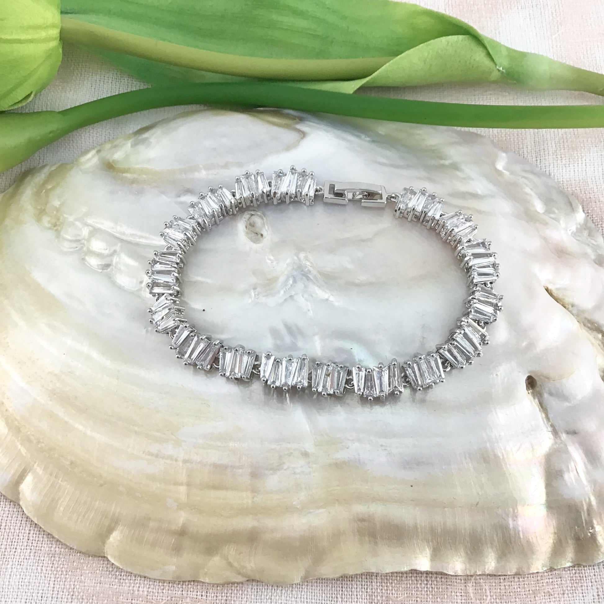 Cubic Zirconia Baguette Bridal Bracelet | Bellaire Wholesale