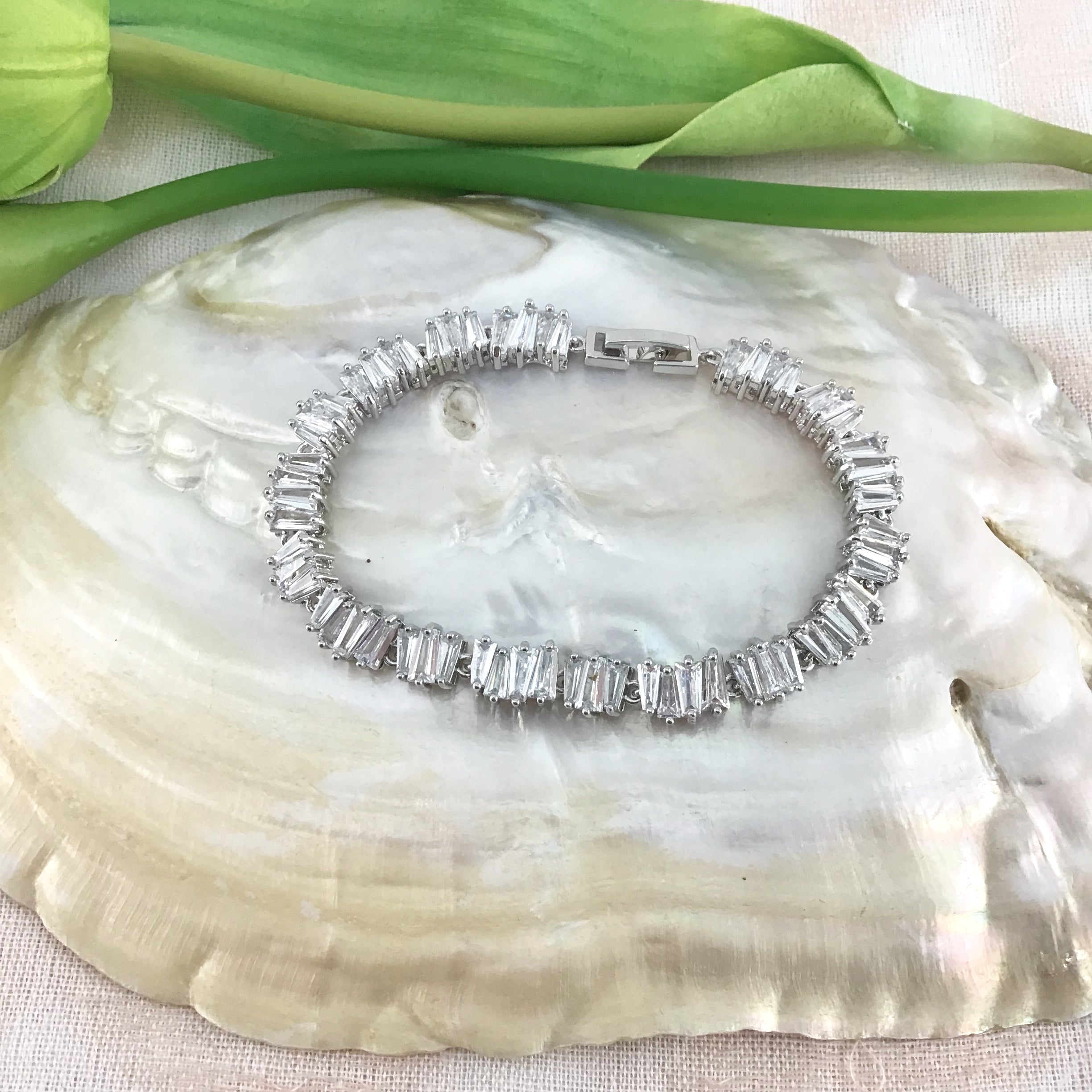 Cubic Zirconia Baguette Bridal Bracelet | Bellaire Wholesale