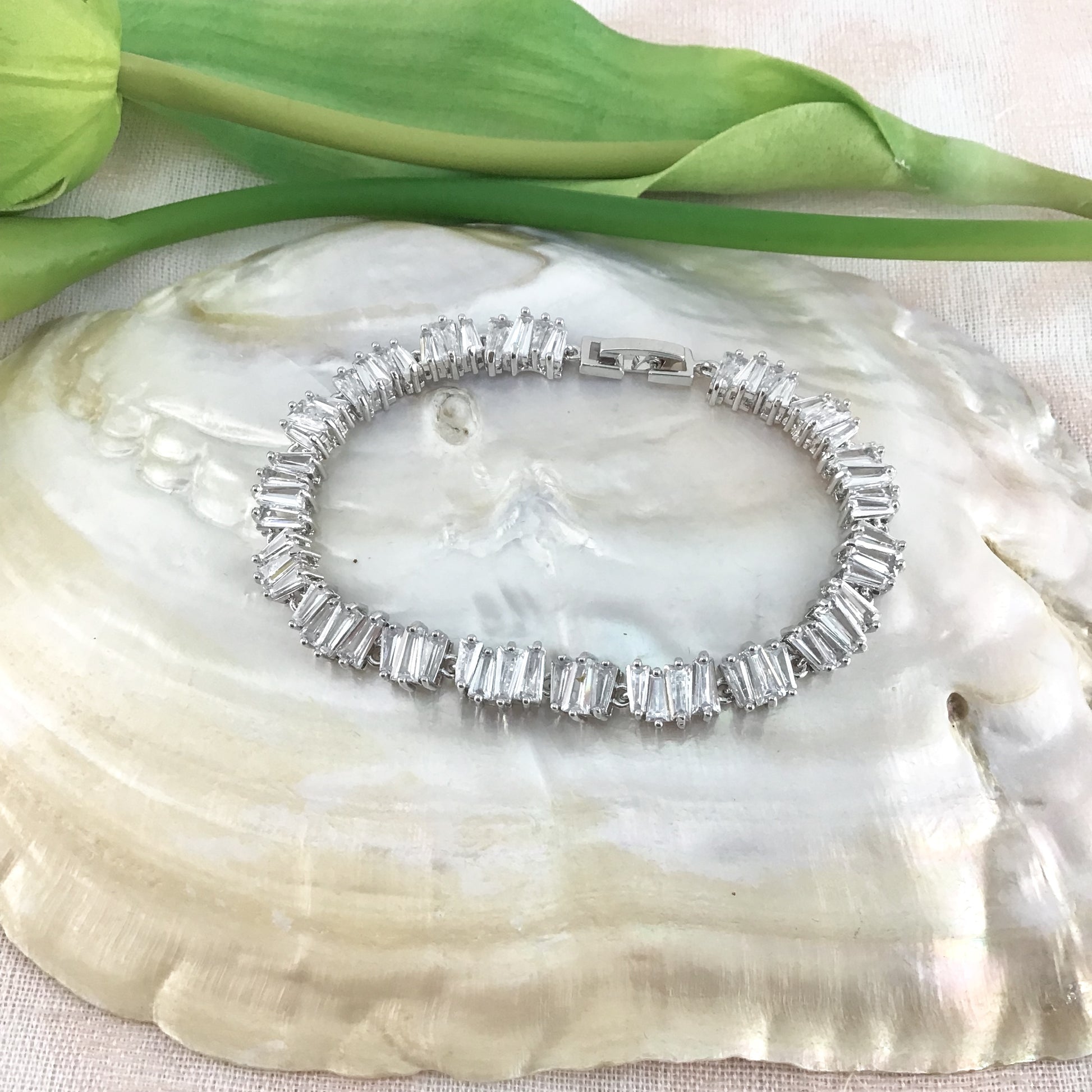 Cubic Zirconia Baguette Bridal Bracelet | Bellaire Wholesale