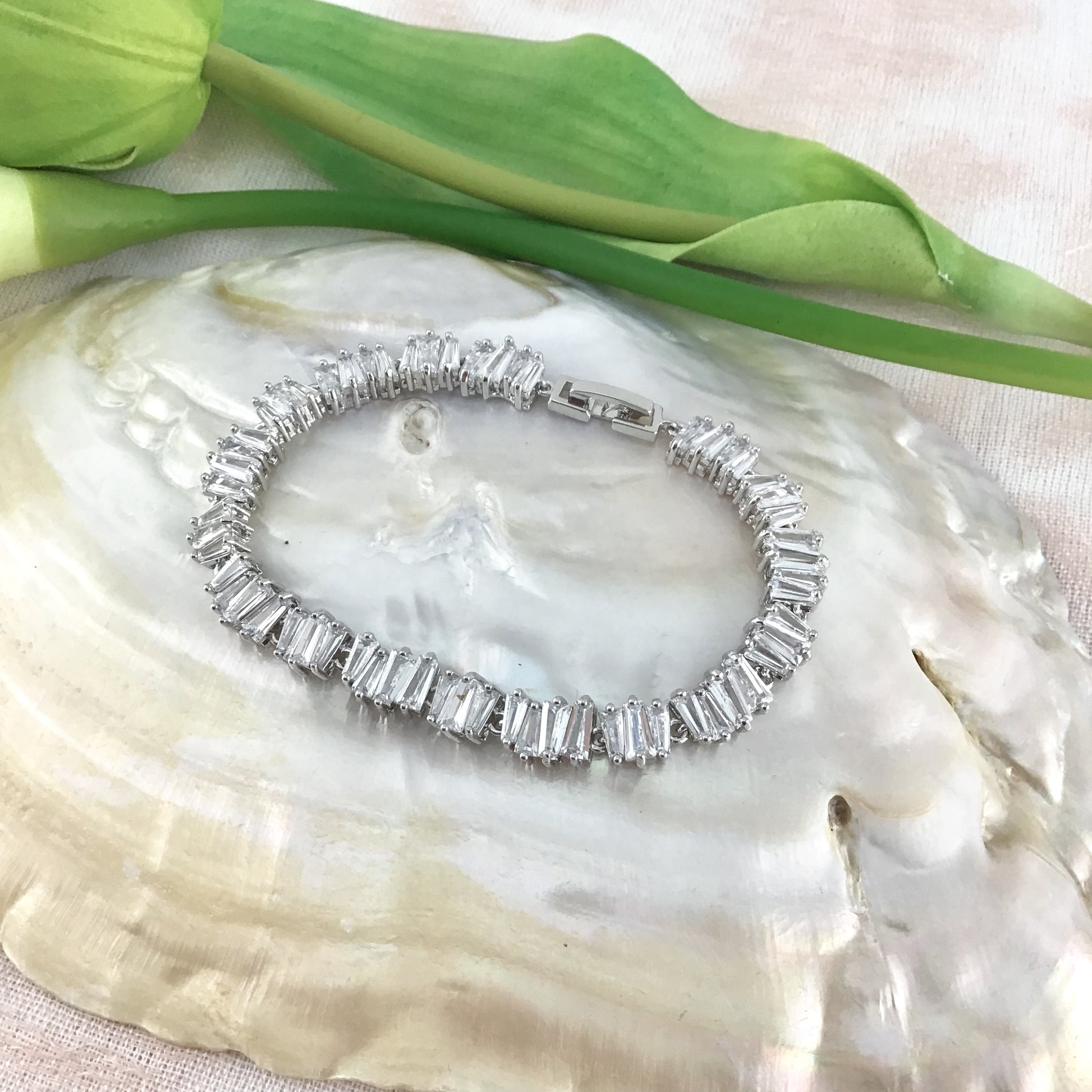 Cubic Zirconia Baguette Bridal Bracelet | Bellaire Wholesale