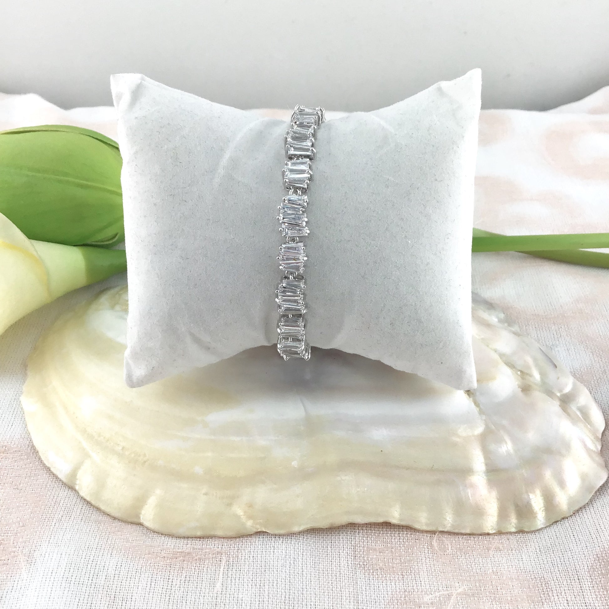 Cubic Zirconia Baguette Bridal Bracelet | Bellaire Wholesale