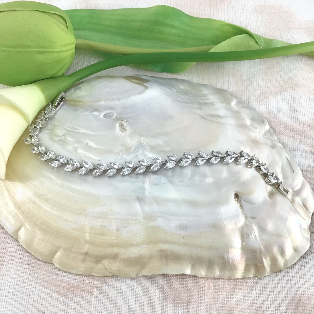 Cubic Zirconia Leaf Bridal Bracelet | Bellaire Wholesale