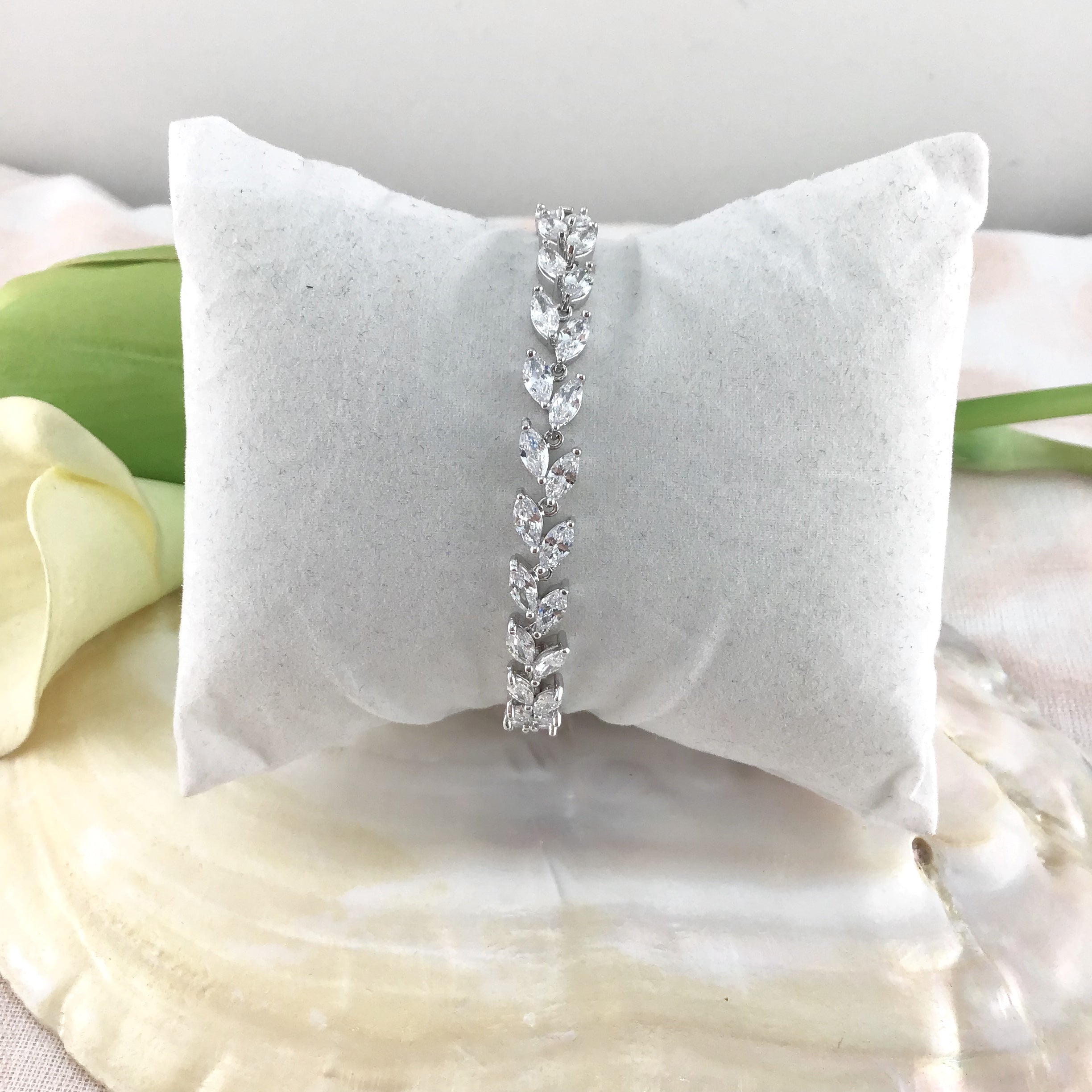 Cubic Zirconia Leaf Bridal Bracelet | Bellaire Wholesale