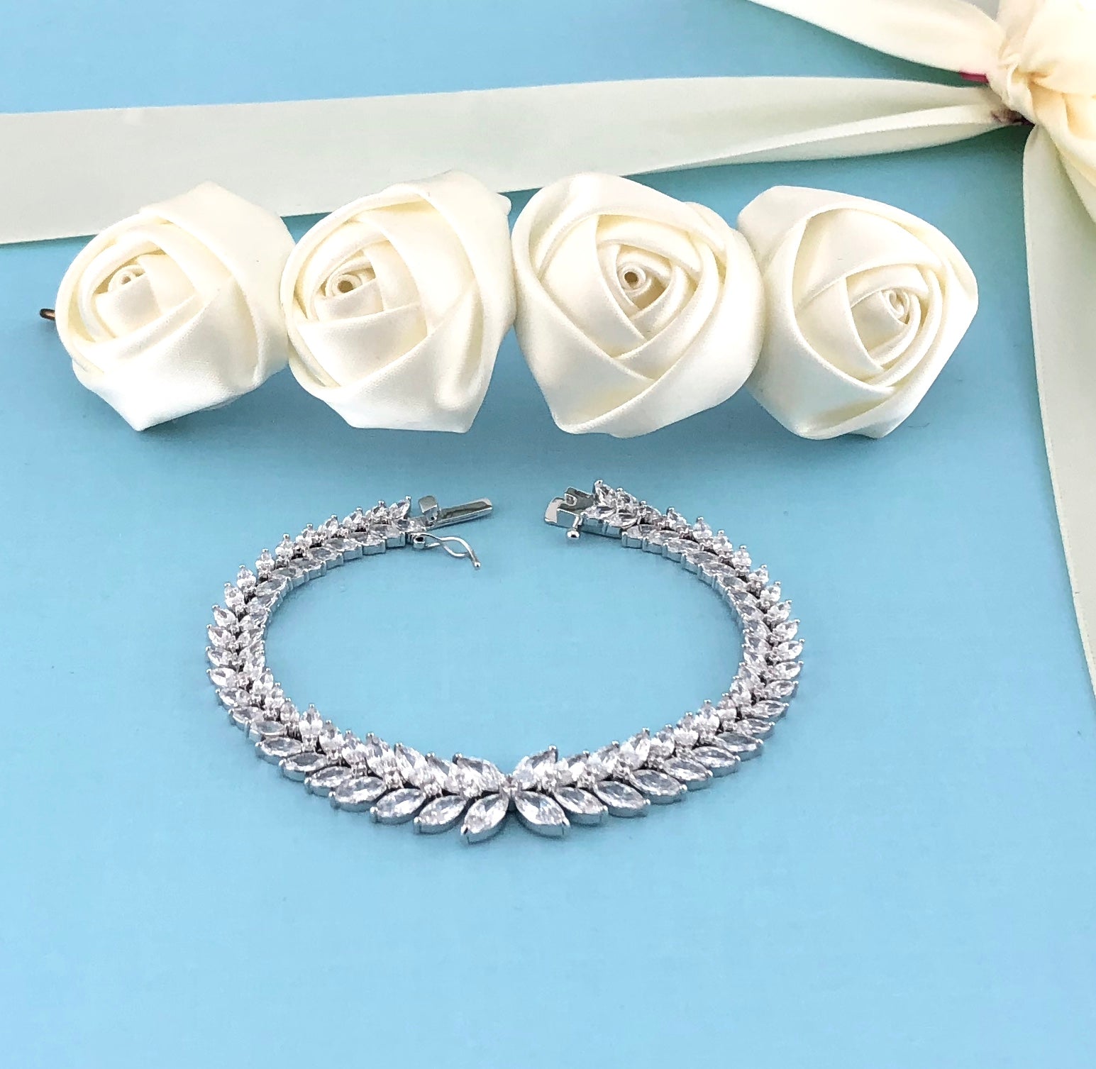 Cubic Zirconia Floral Flower Marquise Bracelet | Bellaire Wholesale