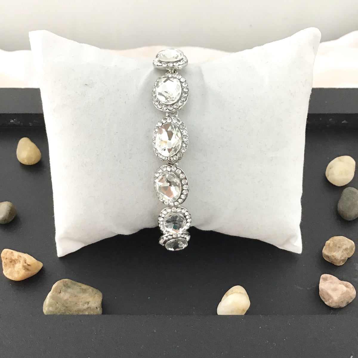 Crystal Oval Shape Silver Bridal Bracelet | Bellaire Wholesale