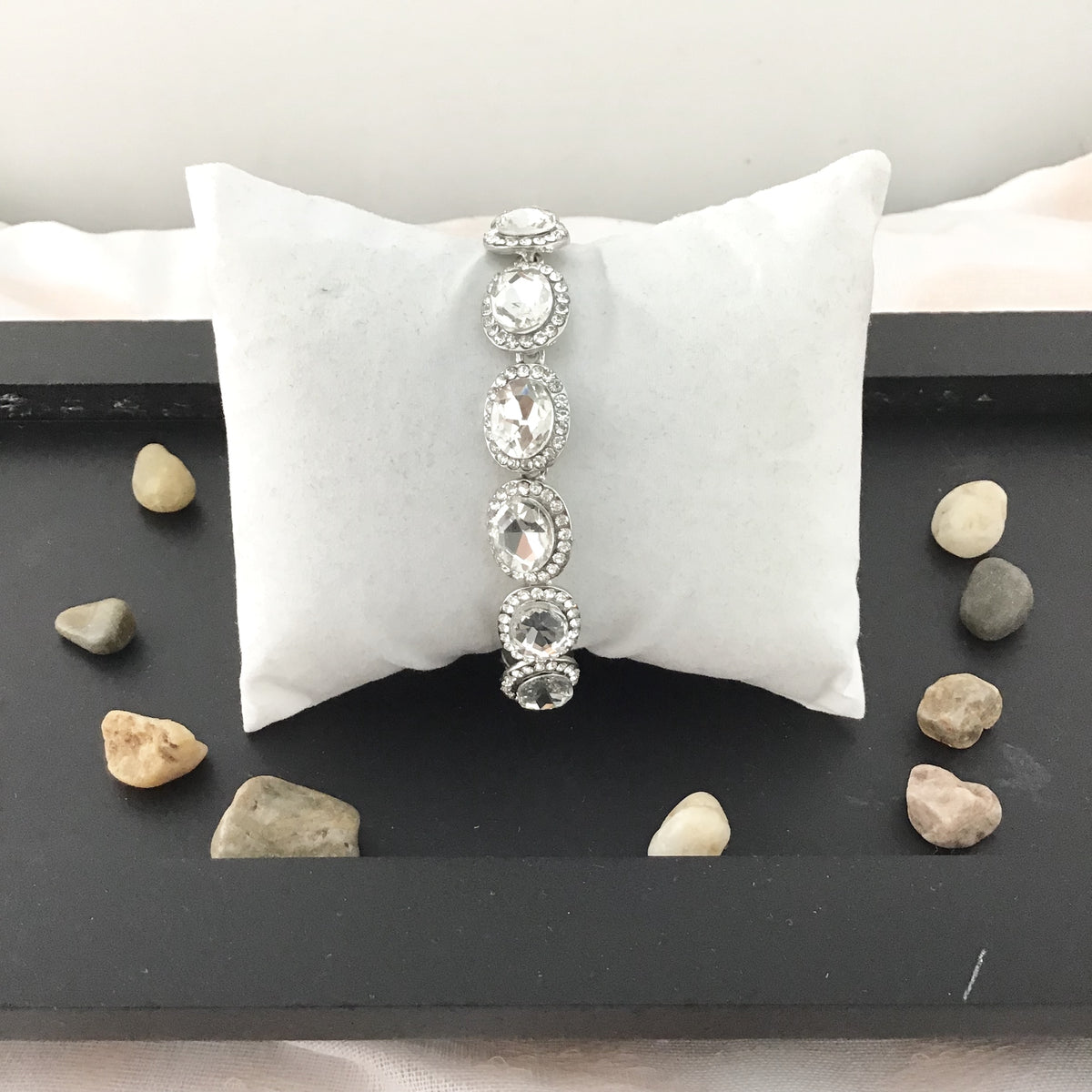 Crystal Oval Shape Silver Bridal Bracelet | Bellaire Wholesale