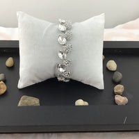 Crystal Elegant Leaf Shape Silver Bridal Bracelet | Bellaire Wholesale