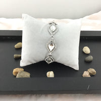 Crystal Diamond Shape Silver Bridal Bracelet | Bellaire Wholesale