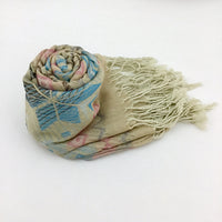 Floral Tribal Print Beige Pashmina Scarf | Bellaire Wholesale