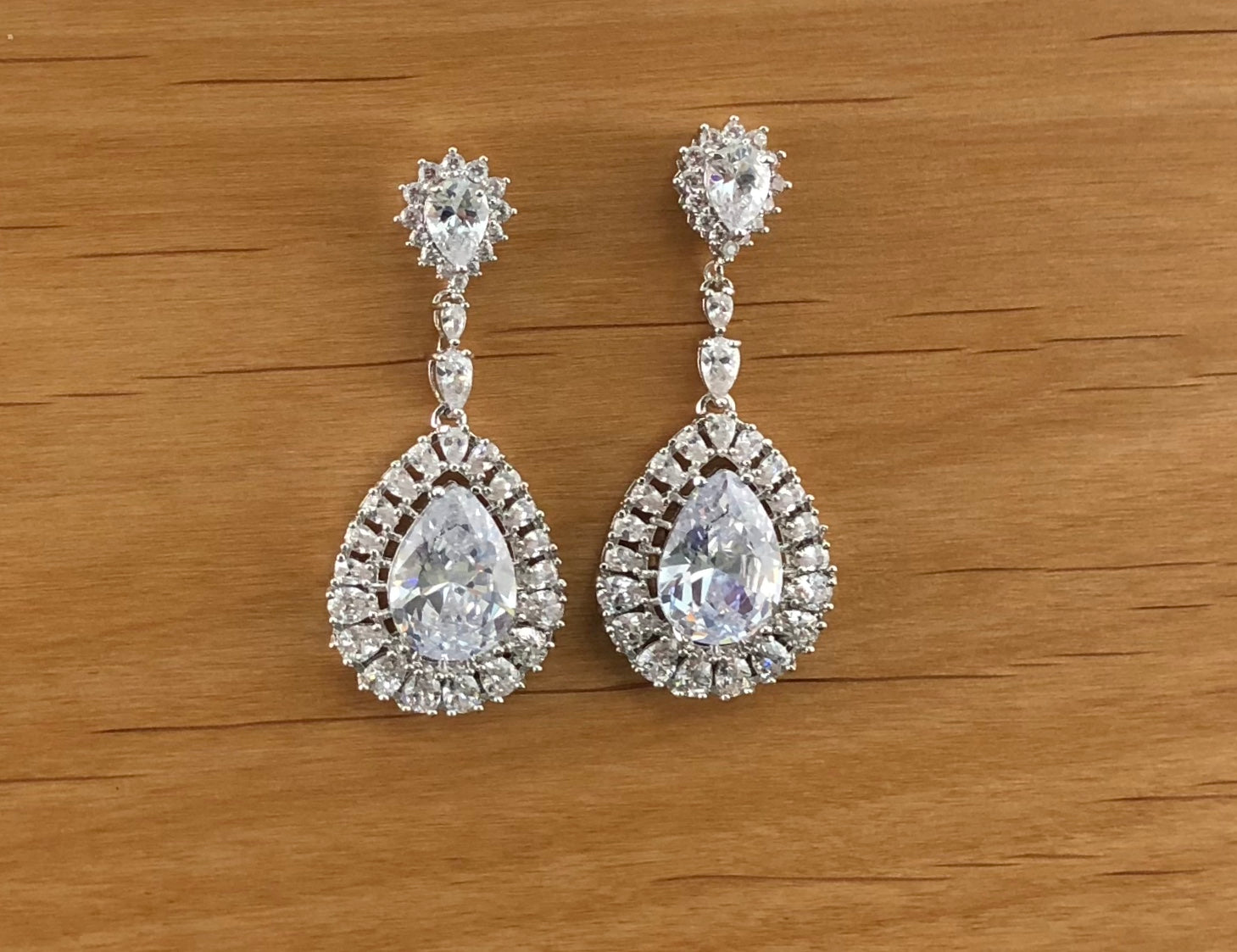 Bridal Cubic Zirconia Earrings, 18K Plated | Bellaire Wholesale