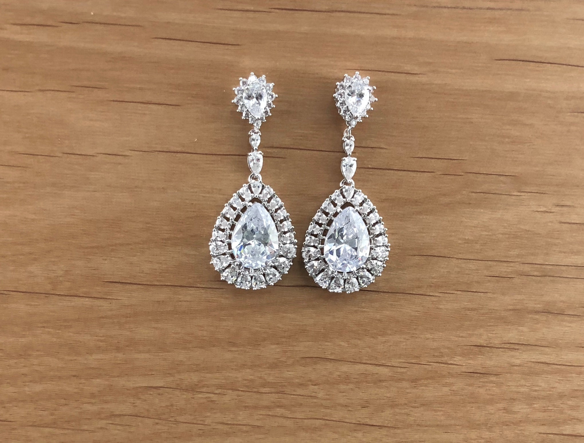 Bridal Cubic Zirconia Earrings, 18K Plated | Bellaire Wholesale
