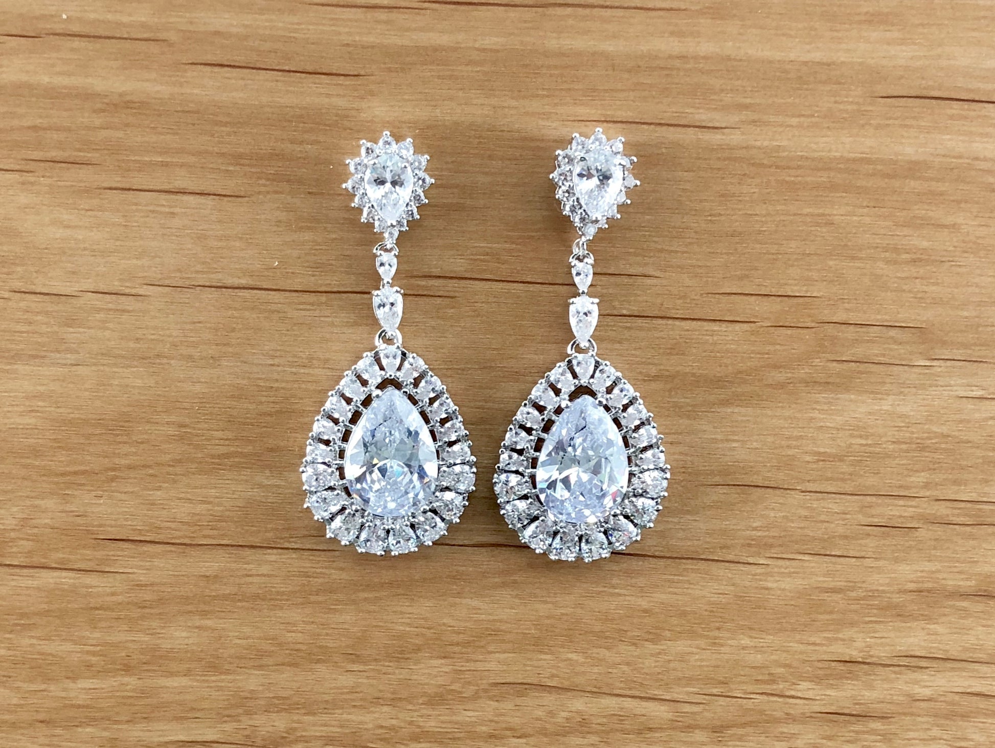 Bridal Cubic Zirconia Earrings, 18K Plated | Bellaire Wholesale