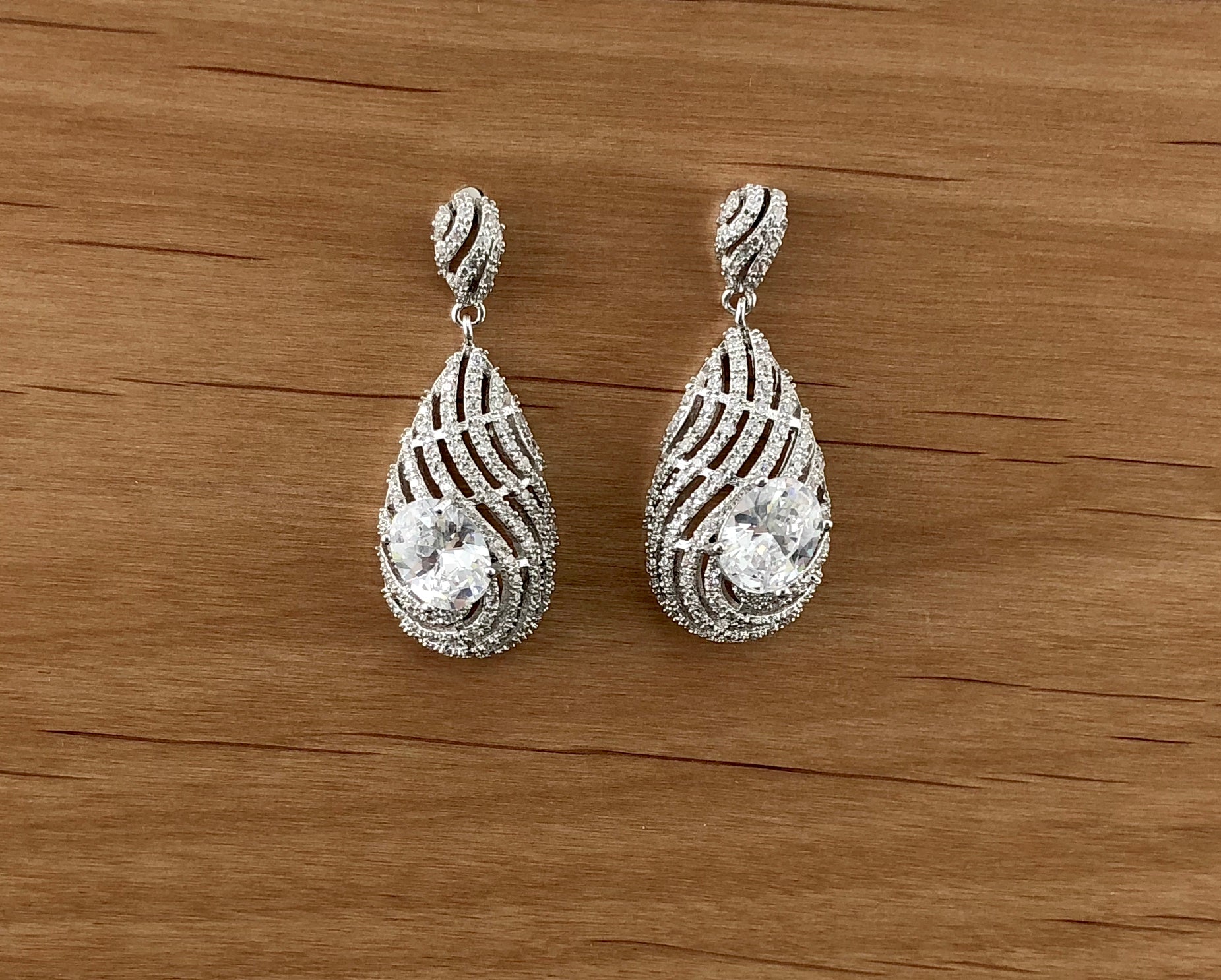 Bridal Cubic Zirconia Earrings, 18K Plated | Bellaire Wholesale