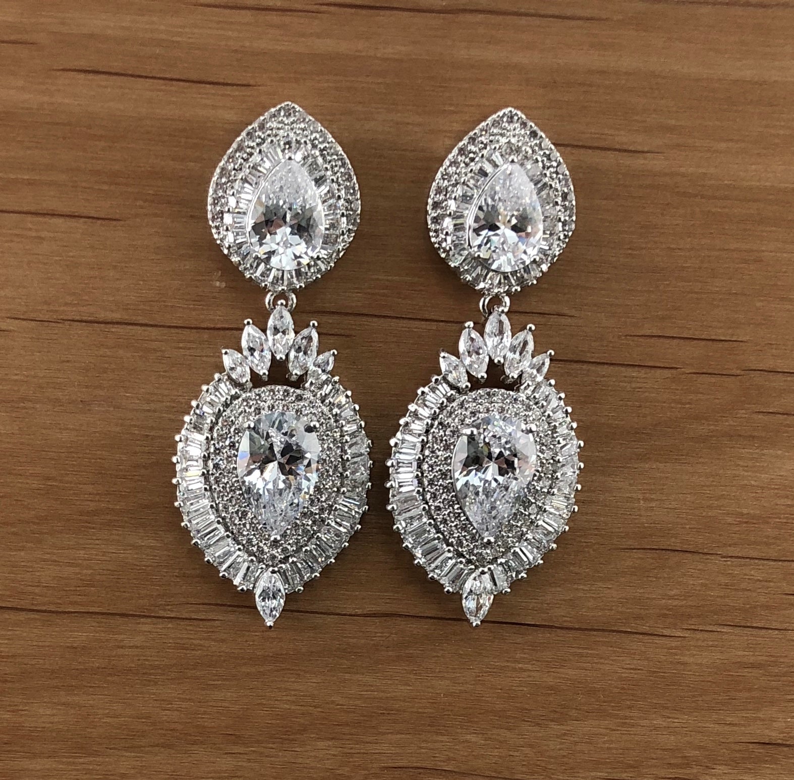 Bridal Cubic Zirconia Earrings, 18K Plated | Bellaire Wholesale