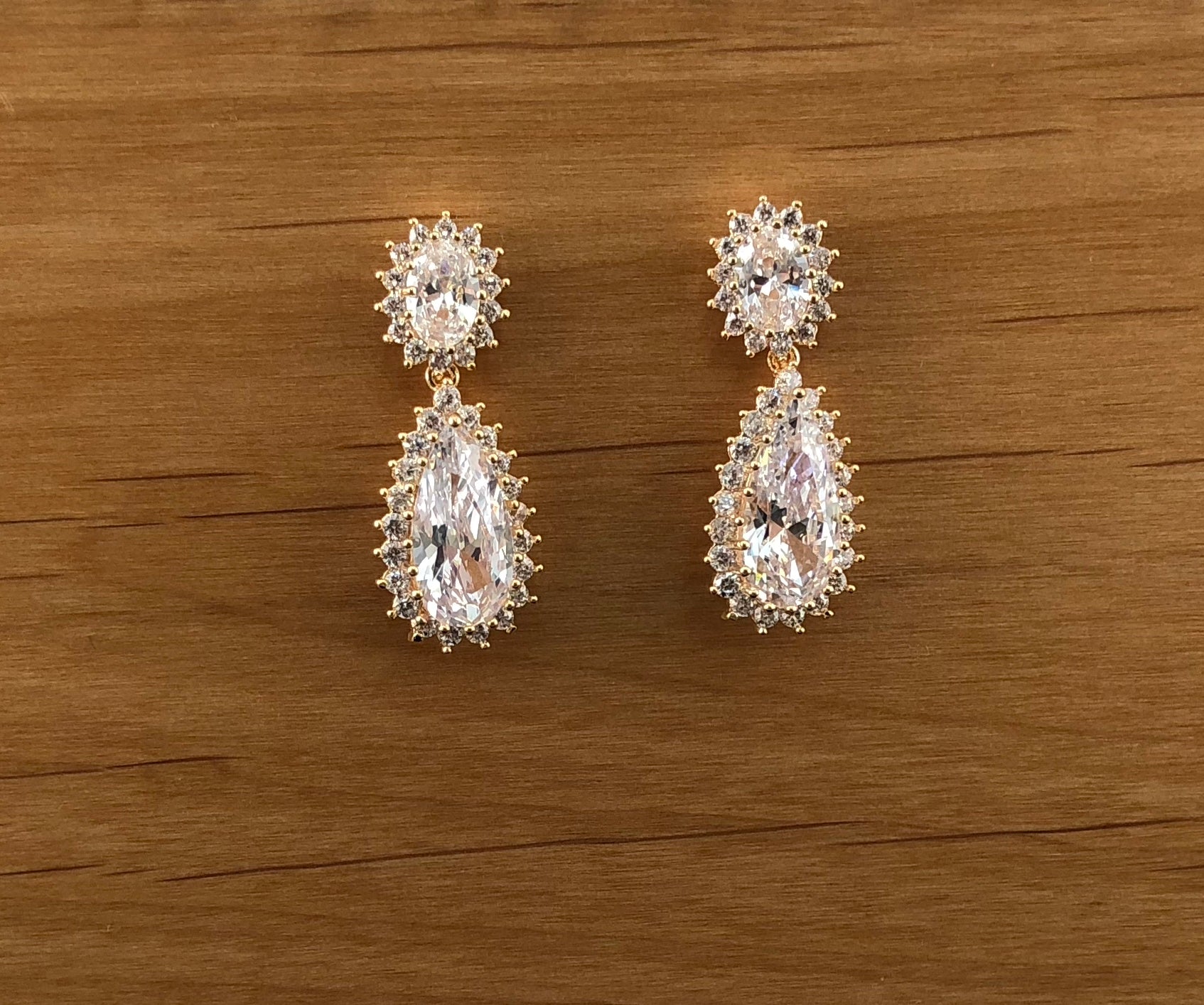 Bridal Cubic Zirconia Earrings, 18K Plated | Bellaire Wholesale