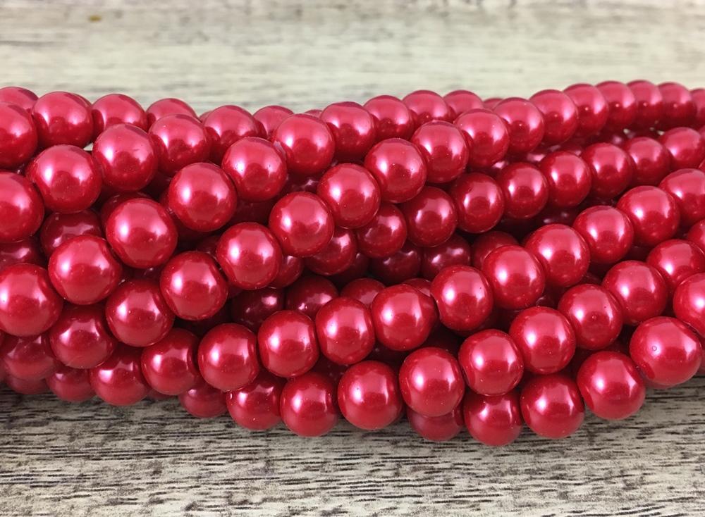 8mm Faux Glass Pearl beads, Burgundy | Bellaire Wholesale