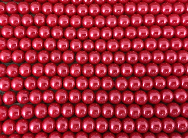 8mm Faux Glass Pearl beads, Burgundy | Bellaire Wholesale