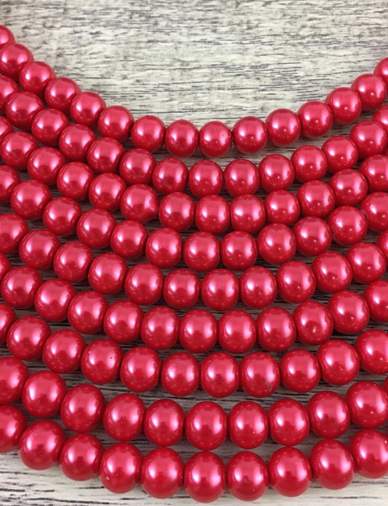 8mm Faux Glass Pearl beads, Burgundy | Bellaire Wholesale