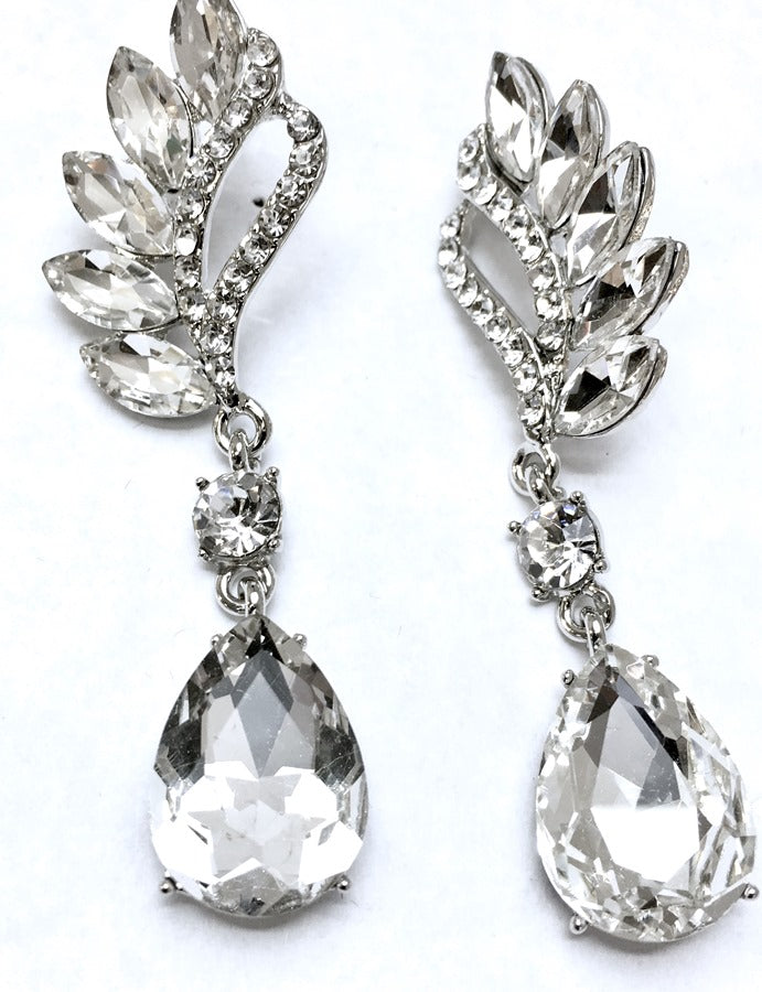 Crystal Marquise Teardrop Earrings, Silver | Bellaire Wholesale