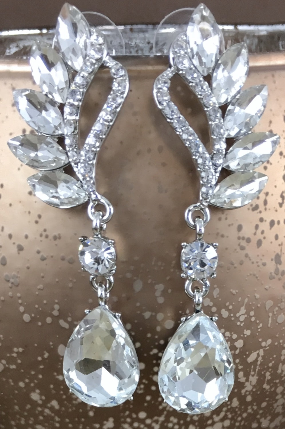 Crystal Marquise Teardrop Earrings, Silver | Bellaire Wholesale