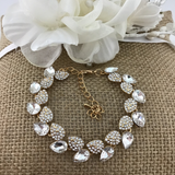 Crystal Elegant Leaf Shape Gold Bridal Bracelet | Bellaire Wholesale