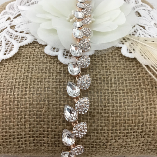 Elegant Leaf Shape Rose Gold Bridal Bracelet | Bellaire Wholesale