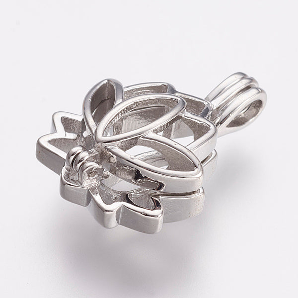 Lotus Cage Brass Pendant Rhodium and Rose Gold | Bellaire Wholesale
