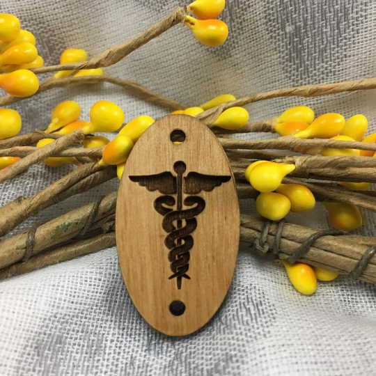 2 Sided Medical Alert Laser Engraved Wood Connector | Bellaire Wholesale