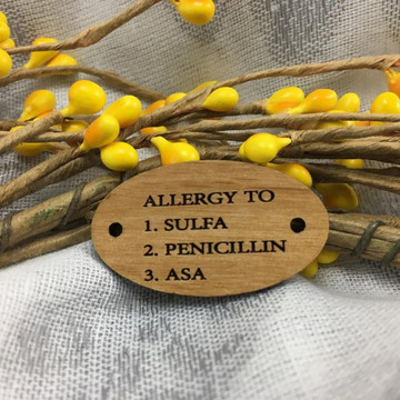 2 Sided Medical Alert Laser Engraved Wood Connector | Bellaire Wholesale