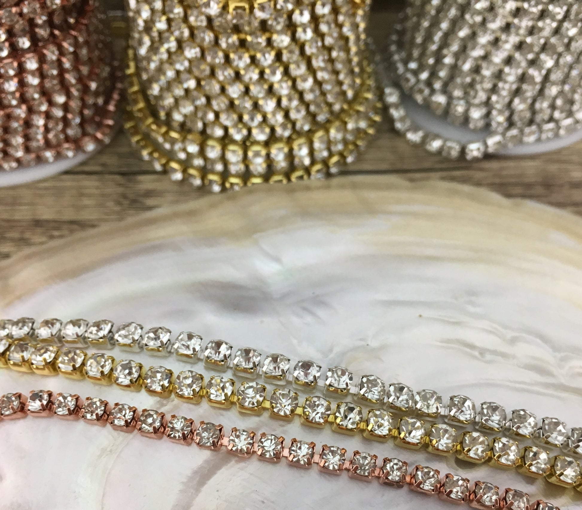 1 Row Silver Rhinestone Chain, Clear Stones | Bellaire Wholesale