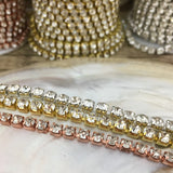 1 Row Rose Gold Rhinestone Chain, Clear Stones | Bellaire Wholesale