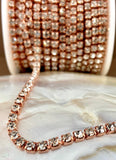 1 Row Rose Gold Rhinestone Chain, Clear Stones | Bellaire Wholesale