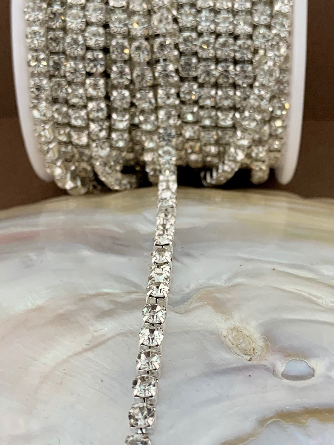 1 Row Silver Rhinestone Chain, Clear Stones | Bellaire Wholesale