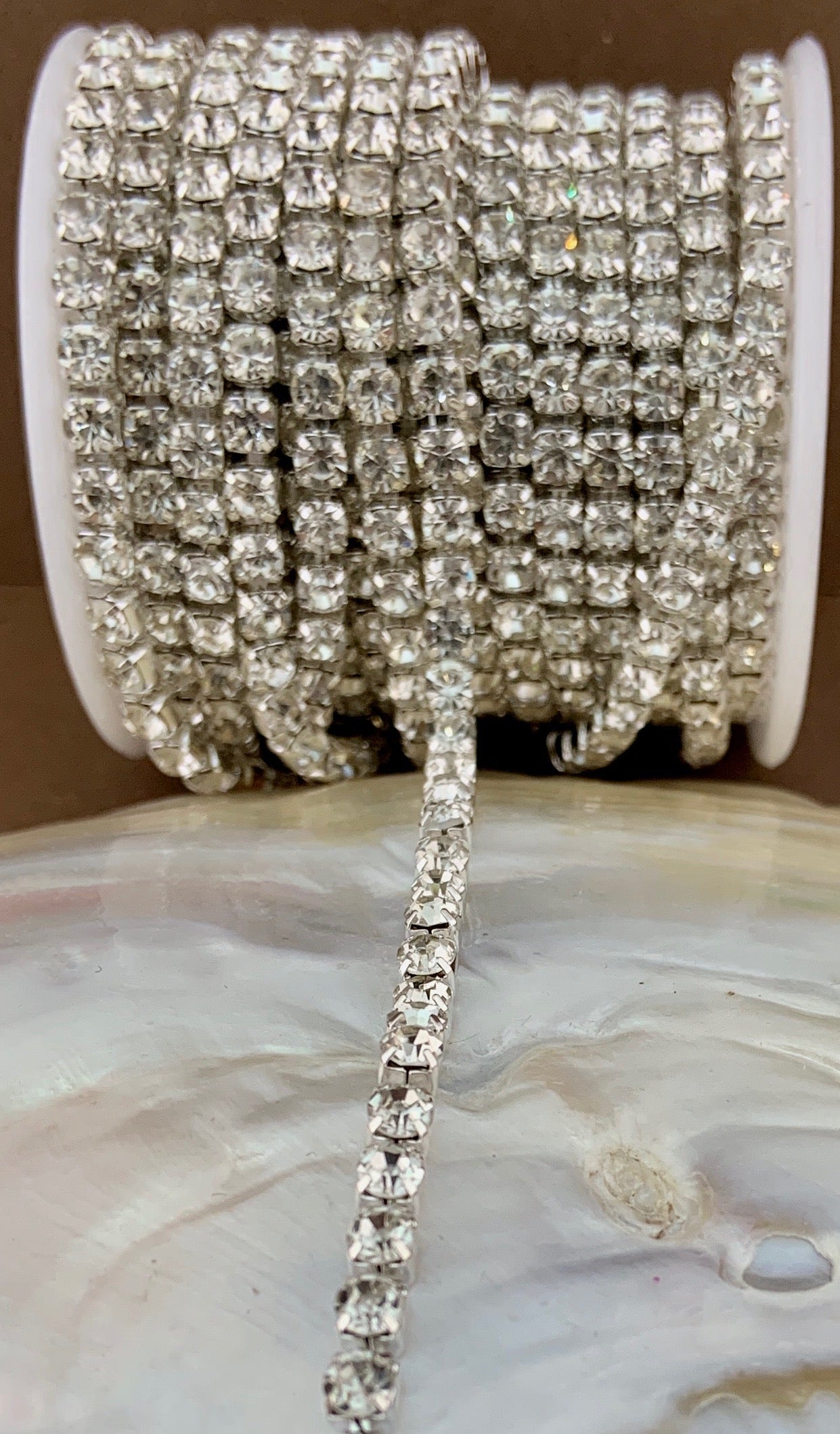 1 Row Silver Rhinestone Chain, Clear Stones | Bellaire Wholesale