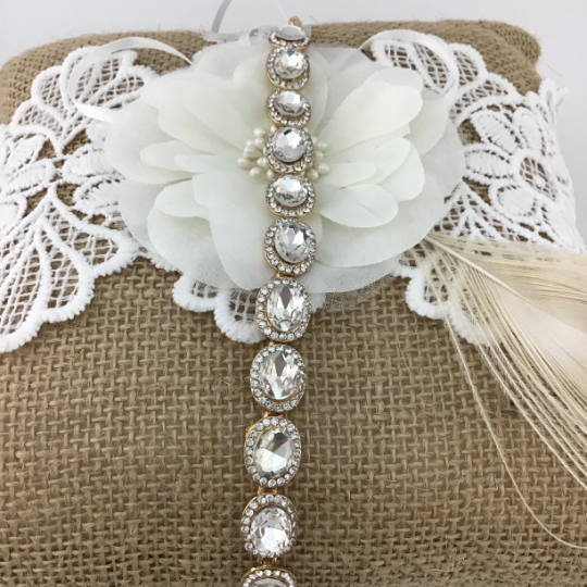 Crystal Oval Shape Gold Bridal Bracelet | Bellaire Wholesale