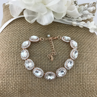 Crystal Oval Shape Rose Gold Bridal Bracelet | Bellaire Wholesale